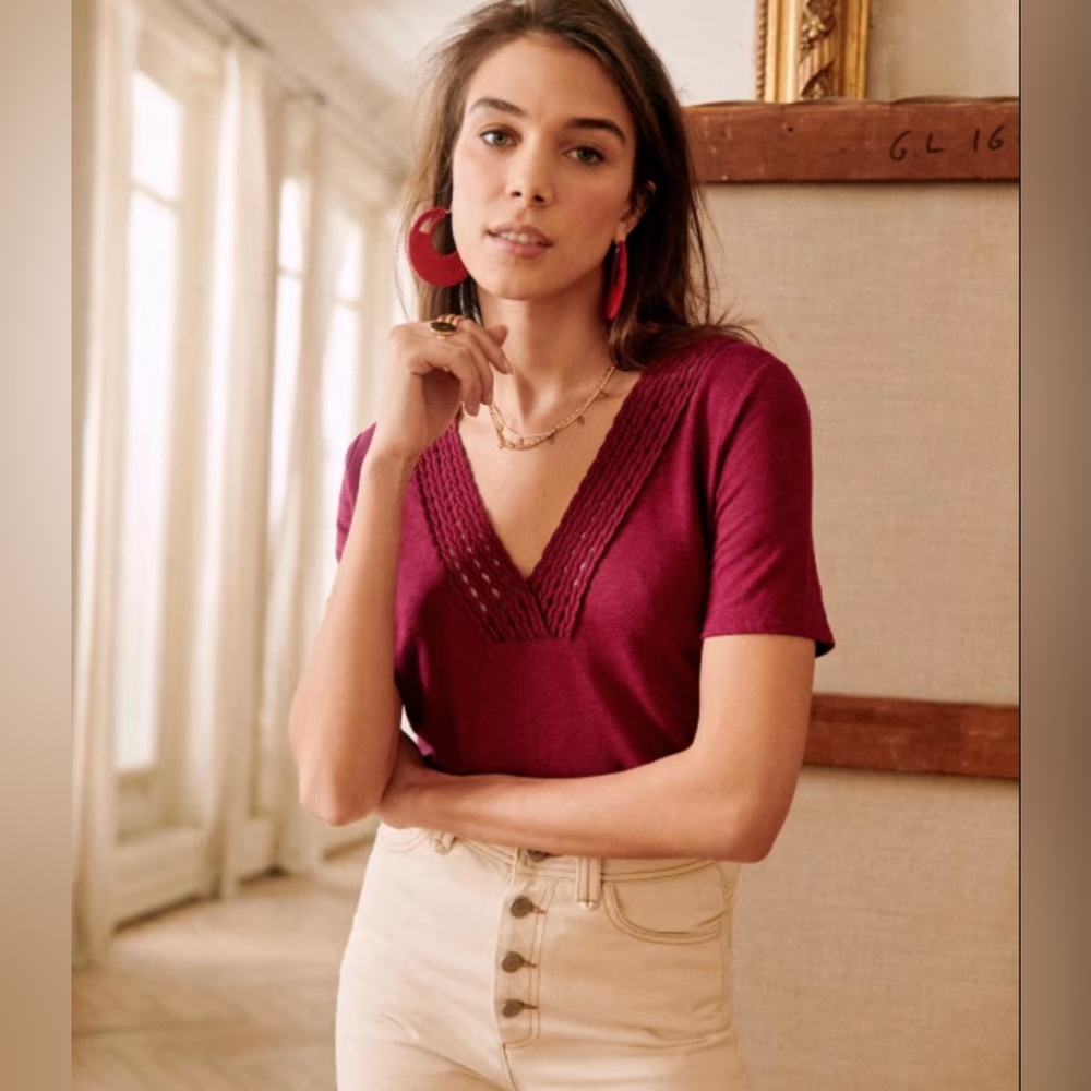 Sezane Miranda t-shirt in Prune (S)